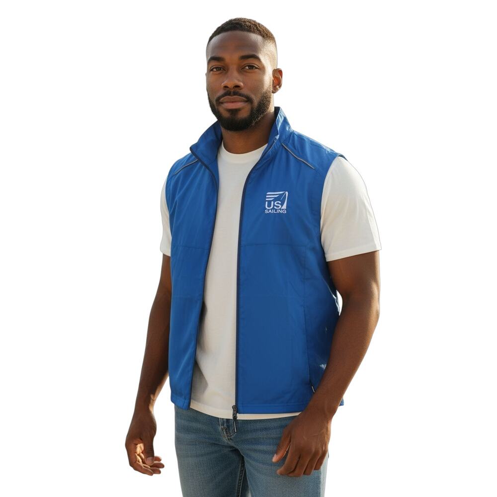 Core365 US Sailing Windbreaker Vest Mens Small Blue Full Zip Lightweight New